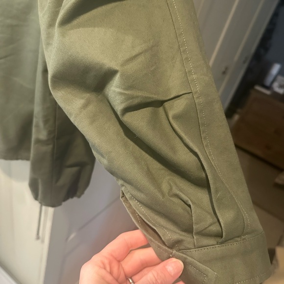 River Island Khaki Pearl & Rhinestone Studded Zip Up Canvas Bomber Jacket Size S - Picture 9 of 12